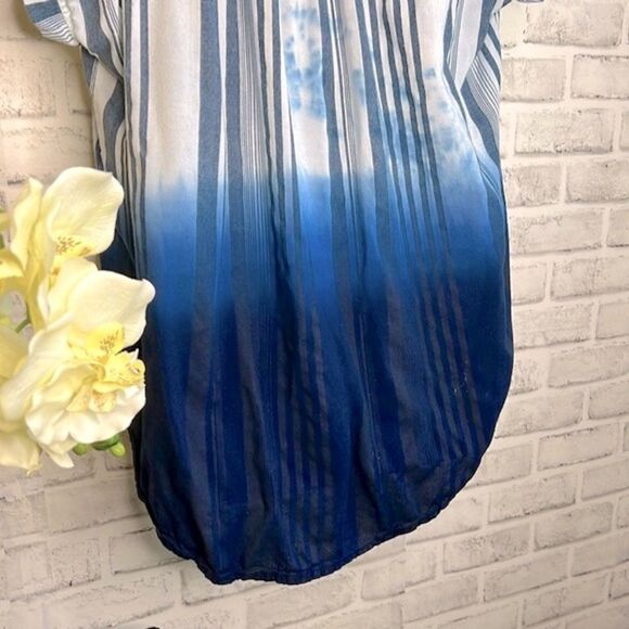KC Khakis & Company Striped Ombre Button Down Shirt Y2K Grunge Boho Size Medium - Picture 7 of 9